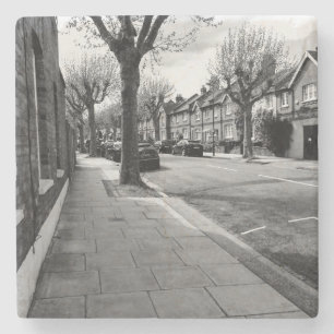 London Street View England Schwarz und Weiß Steinuntersetzer