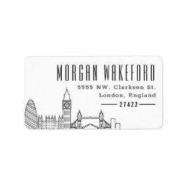 London Stylized Skyline | Große Rücksendeadresse Adressaufkleber