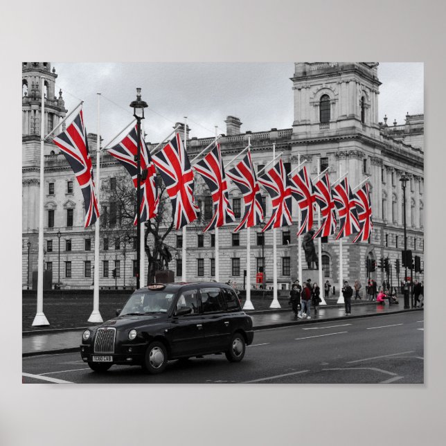 London Szene UK Grau & Rot Poster (Vorne)