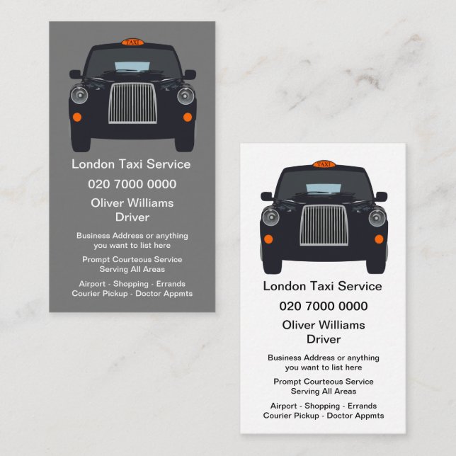 London Taxi Business Cards doppelseitig Visitenkarte (Vorne/Hinten)