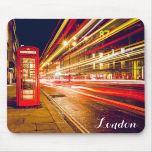 London Telefone Booth Bus City Street in der Nacht Mousepad