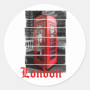 London Telefonzelle Vintage Souvenir Runder Aufkleber