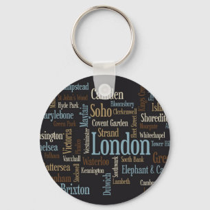 London Text Map Schlüsselanhänger