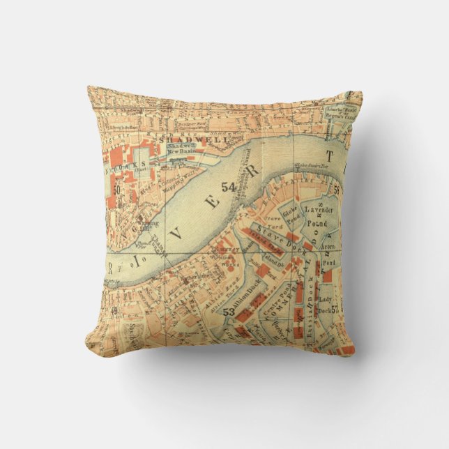 London Thames Vintage Karte Kissen (Vorderseite)