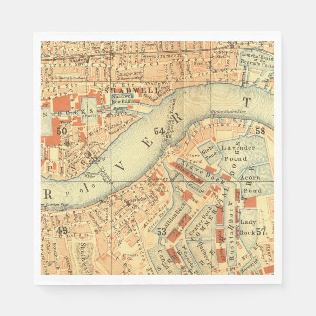 London Thames Vintage Karte Serviette (Vorderseite)