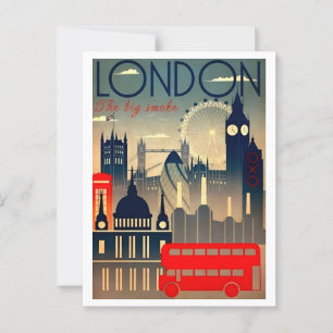 London The Big Smoke Reise Urlaub Retro Postkarte