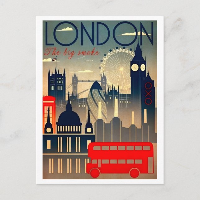 London The Big Smoking Travel Holiday Retro Postkarte (Vorderseite)