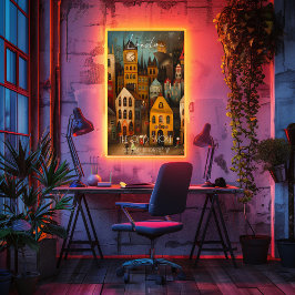 London: The Old Smoke - Whimsical Art Poster