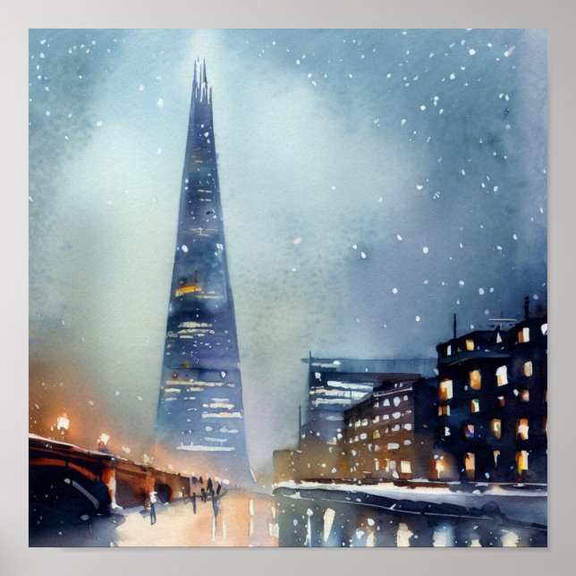 London-The Shard (C), Aquarell Poster (Vorne)