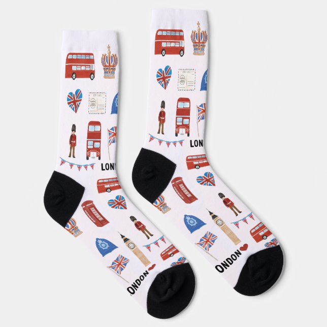 London Theme Crew Socks | Geschenk für Reisende Socken (Rechts)