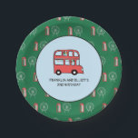 London Theme Kids Joint Birthday Party Pappteller<br><div class="desc">Perfekt für gemeinsame Geburtstagsfeiern! Diese Londoner Doppeldecker-Teller fügen Ihrer Feier eine individuelle Touch hinzu.</div>