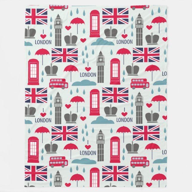 London Themed Fleece Blanket (Vorderseite)