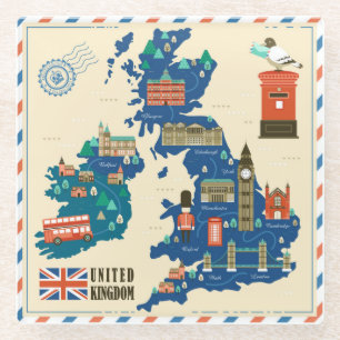 London Themed Glass Untersetzer