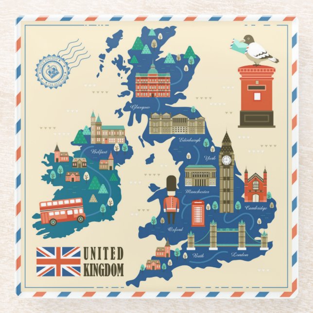 London Themed Glass Untersetzer (Vorderseite)