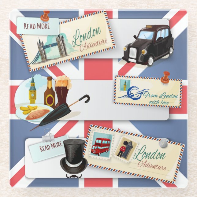 London Themed Glasuntersetzer (Vorderseite)