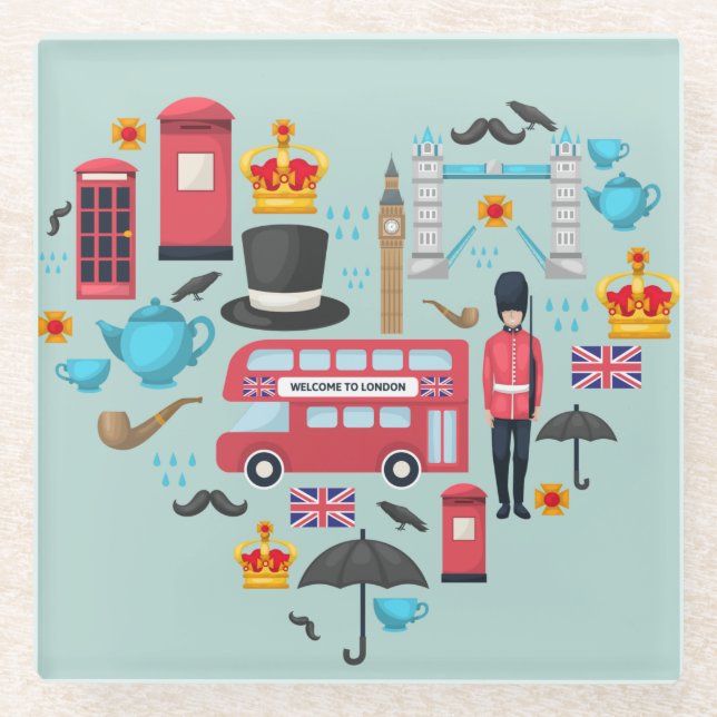 London Themed Glasuntersetzer (Vorderseite)