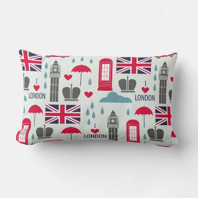 London Themed Lumbar Pillow Lendenkissen (Vorderseite)