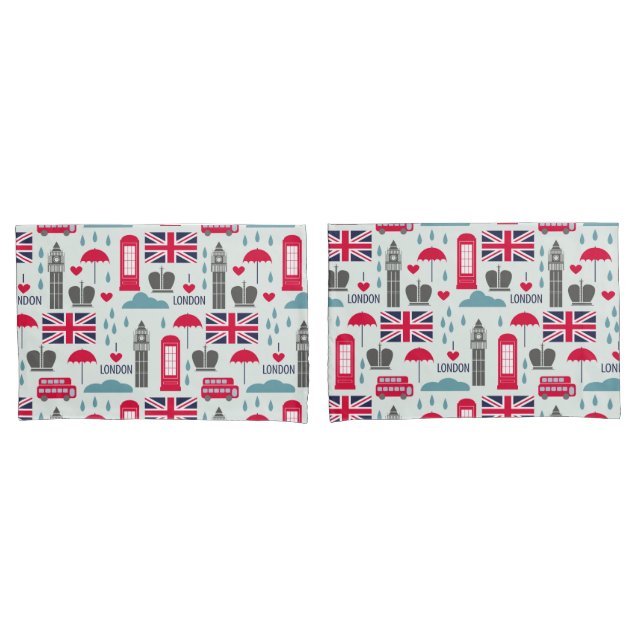 London Themed Pillow Case Kissenbezug (Vorderseite-Set)