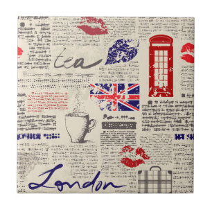 London Themed Seamless Pattern mit Telefonkabinen Fliese