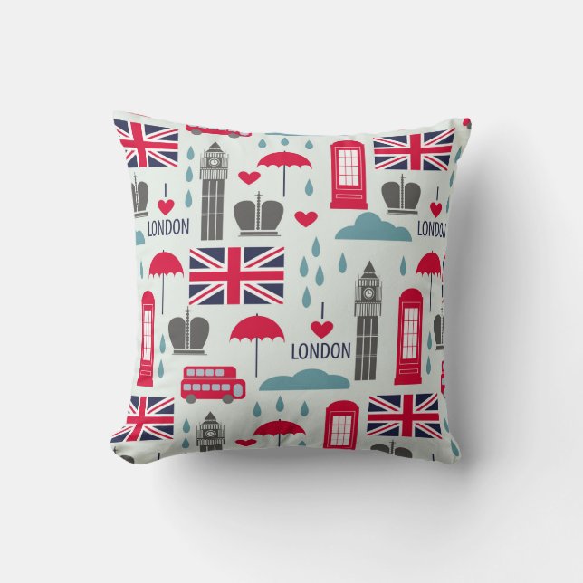 London Themed Throw Pillow Kissen (Vorderseite)