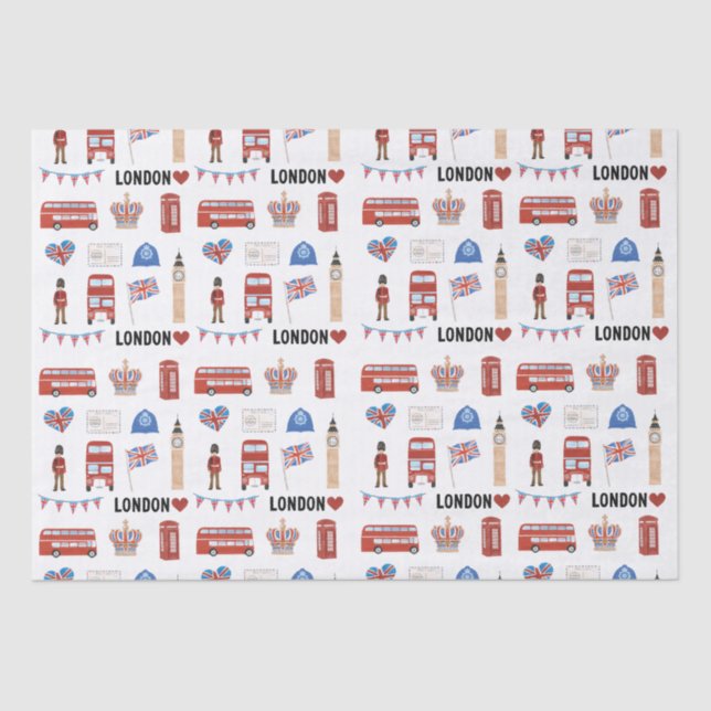 London Themed Tissue Paper | London Themed Gift Seidenpapier (Vorderseite)