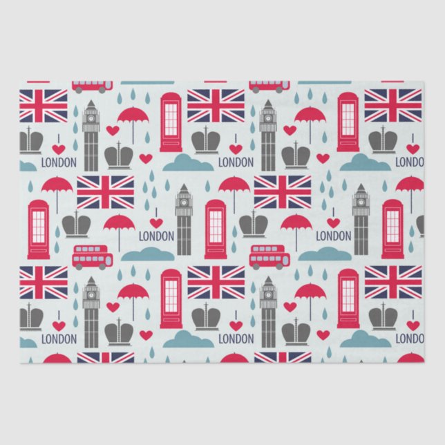 London Themed Tissue Paper Seidenpapier (Vorderseite)
