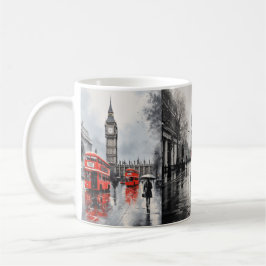"London-Themed White Keramik Tasse - Iconic Red Bu