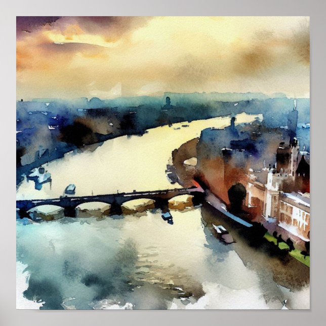 London-Themse (D), Wasserfarbe Poster (Vorne)