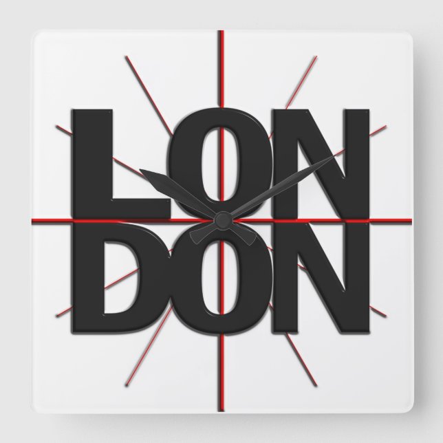 London Timezone Wall Clock Quadratische Wanduhr (Vorderseite)