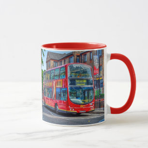 London to Lewisham Red Double decker Bus UK Tasse