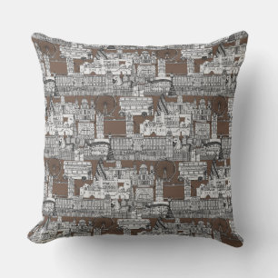 London Toile Mocha Kissen