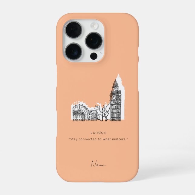 London Tone Sketch iPhone Case Hülle (Rückseite)