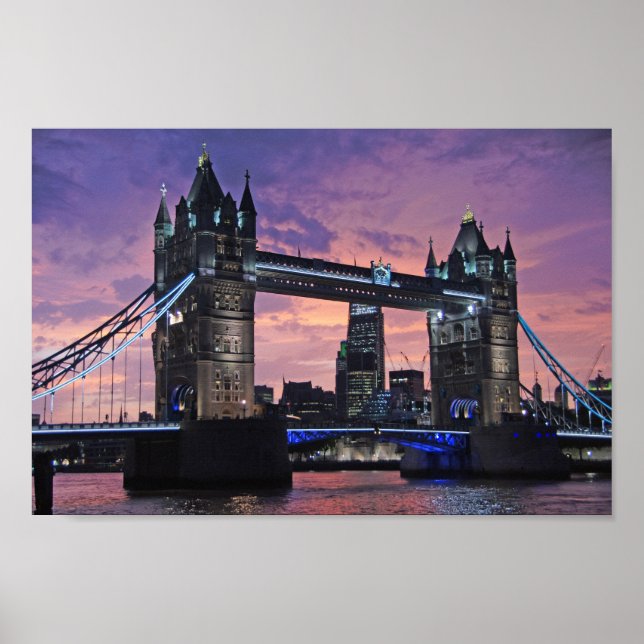 London Tower Bridge am Nachtplakat Poster (Vorne)