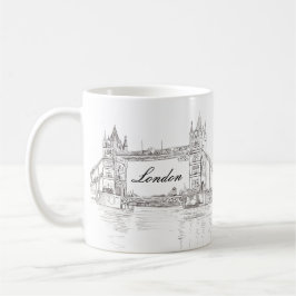 London Tower Bridge Black Ink Classic Zeichnend Kaffeetasse