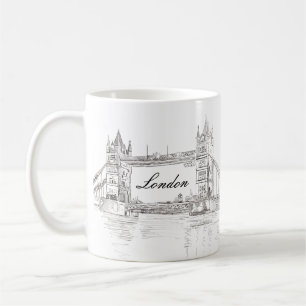 London Tower Bridge Black Ink Classic Zeichnend Kaffeetasse