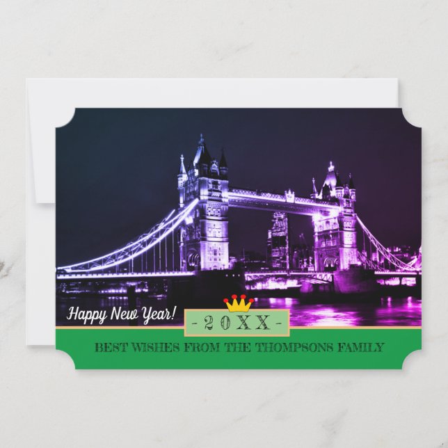 London, Tower Bridge & Happy New Year! Karte wünsc (Vorderseite)