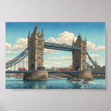 London Tower Bridge Japanischer Holzschnitt