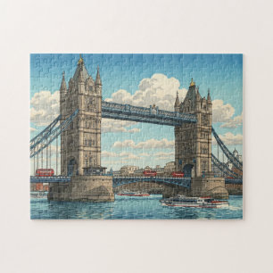London Tower Bridge Japanischer Holzschnitt Puzzle