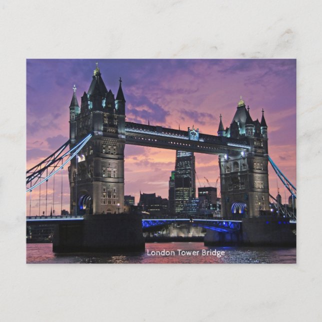 London Tower Bridge Sunset Postkarte (Vorderseite)