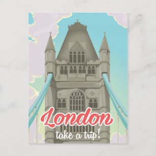 London Tower Bridge Travel Poster Postkarte