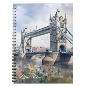 London Tower Bridge Travel Watercolor Notizblock