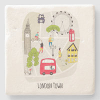 London Town Styliated Map Cartoon Sehenswürdigkeit