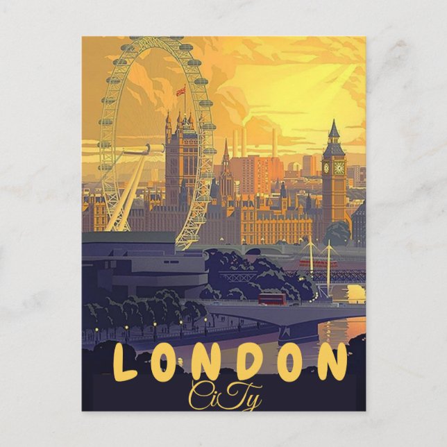 London Travel Postcard Art, London Travel Art, Eng Postkarte (Vorderseite)