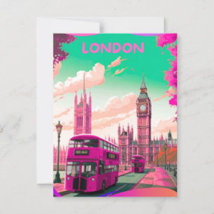 London Travel Postcard Art, London Travel Art, Eng Postkarte