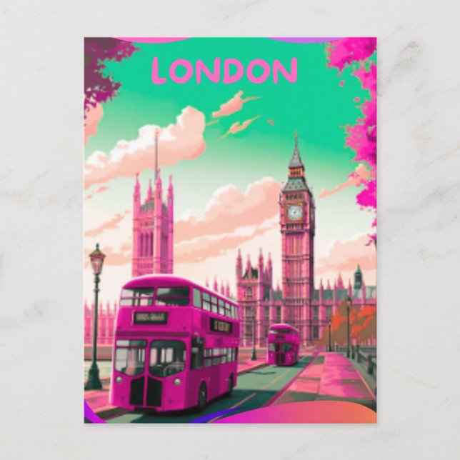 London Travel Postcard Art, London Travel Art, Eng Postkarte (Vorderseite)