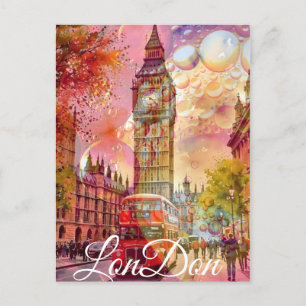 London Travel Postcard Art, London Travel Art, Eng Postkarte