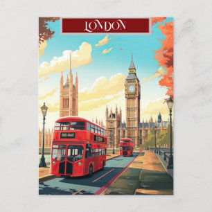 London Travel Postcard Art, London Travel Art, Eng Postkarte
