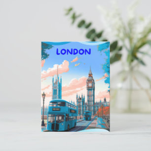 London Travel Postcard Art, London Travel Art, Eng Postkarte