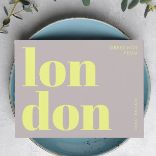 London UK Gelbe Typografie Postcard Postkarte