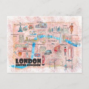 London UK Illustrierte Karte mit Hauptverkehrsader